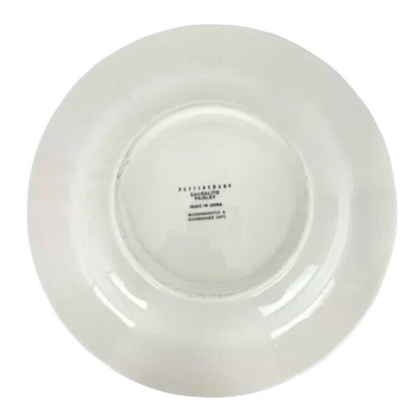 Pottery Barn Dinner Plate Bowl Sausalito Paisley 12.5 Pasta Cream Red Green - Picture 4 of 5